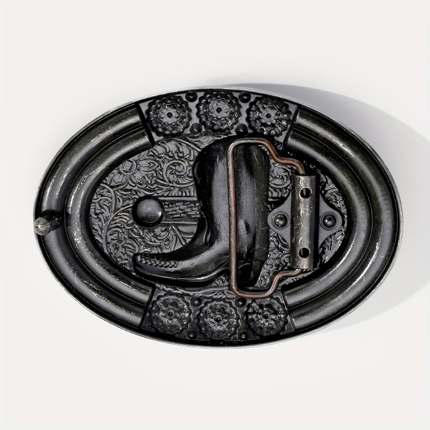 Boho Turquoise Beads Inlaid Belt Buckle Cowboy Boots Pattern Engraved Vintage