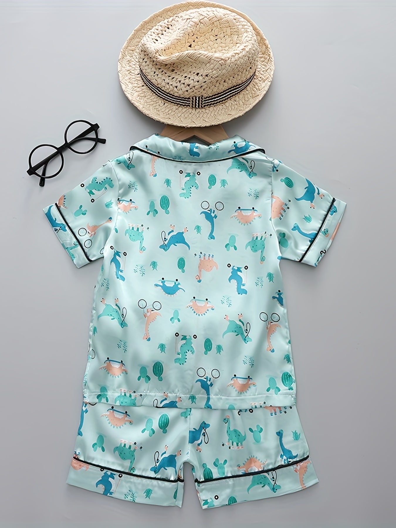 Boys Dino Pajama Set Short Sleeves & Bottoms Comfortable Homewear