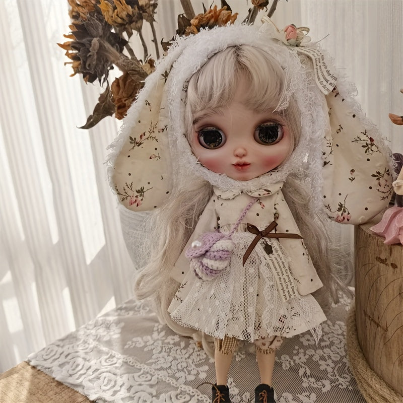 Long Ears Hat Flower Skirt Casual Pants DIY Doll Accessories for 1 6 Bress Doll