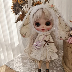 Long Ears Hat Flower Skirt Casual Pants DIY Doll Accessories for 1 6 Bress Doll