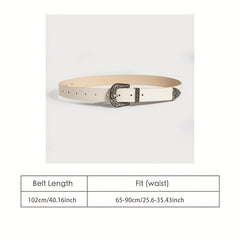 Women Classic Western Buckle Belt Vintage PU Leather Cowgirl Waist Belt