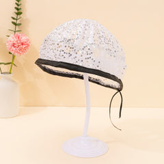 Lace Sequin Mesh Cap Party Club Dance Beanie Hat Women Accessories