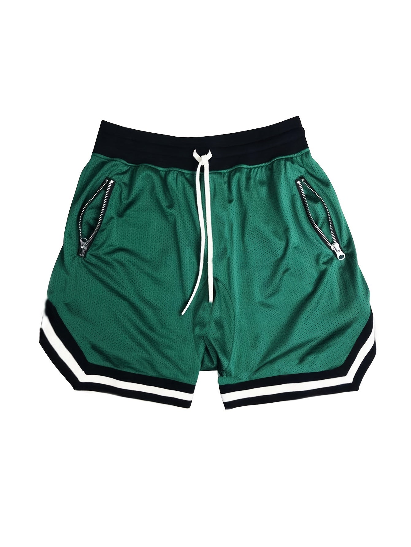 Men's Zip Pocket Drawstring Shorts Activewear Comfy Loose Block Shorts