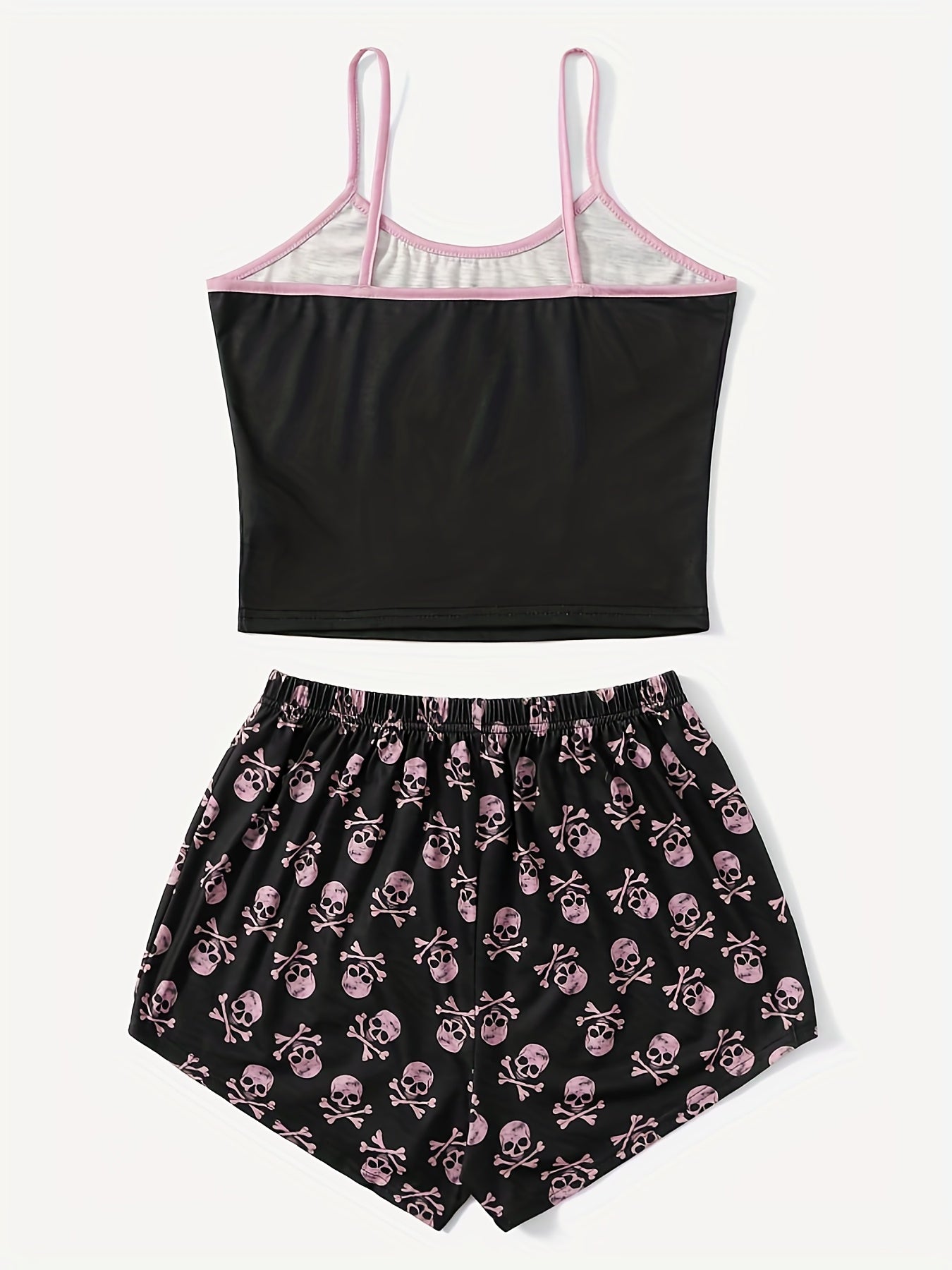 Skull Print Pajama Set Cami Top & Shorts Sleepwear Loungewear