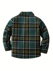 Boys Plaid Cardigan Shirts Long Sleeve Button Down Tops