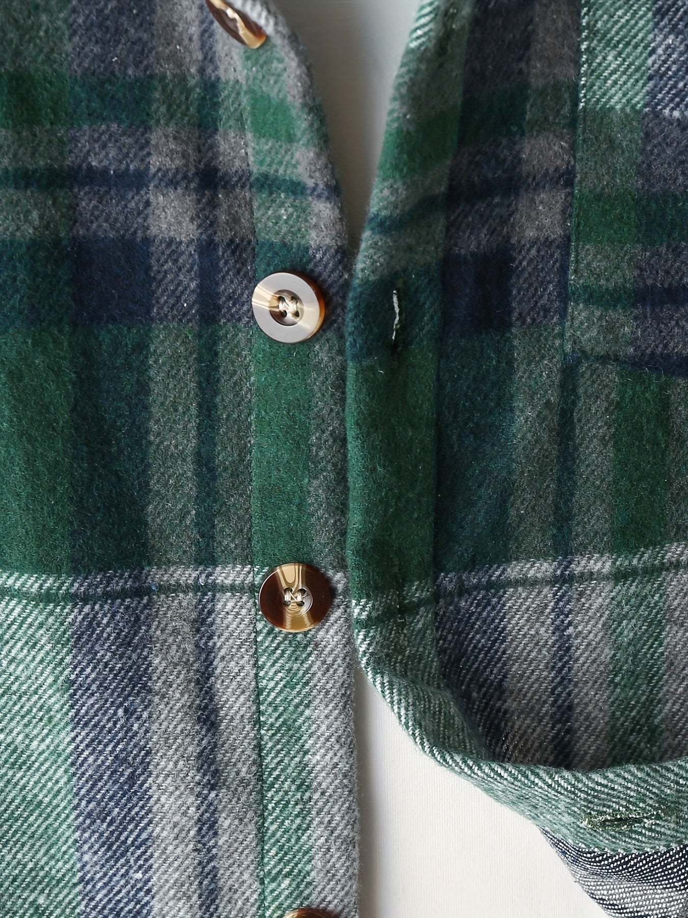 Boys Plaid Print Hooded Shirt Coat Long Sleeve Casual Button Closure
