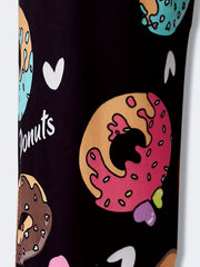 Girl's Donut Graphic High Waist Sweatpants Casual Jogger Pants