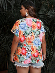 Floral Print Bat Sleeve Blouse