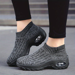 Women's Knit Sock Sneakers Slip On Wedge Shoes