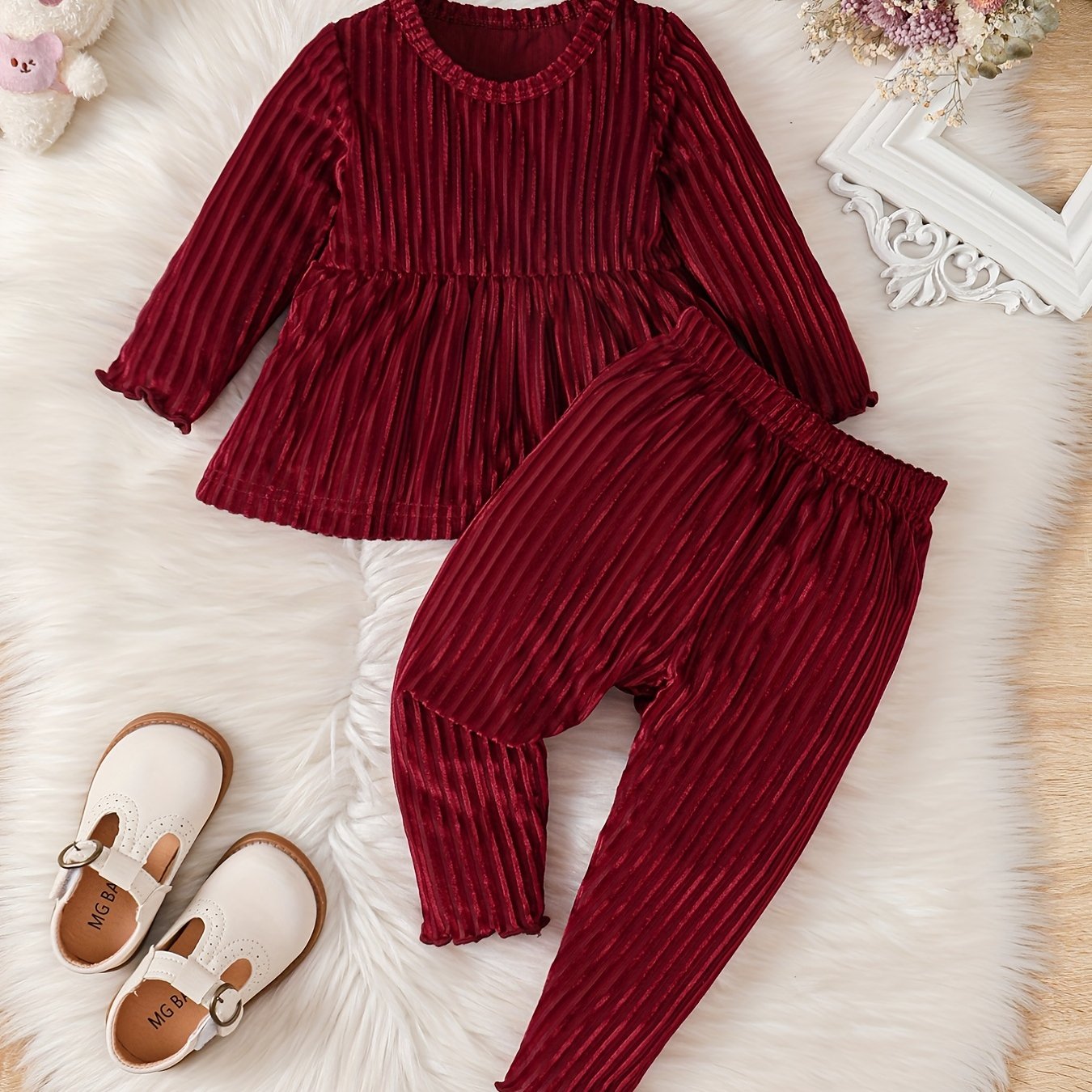 Baby Girls Peplum Top & Legging Pants Set