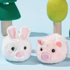 Clockwork Racing Bunny Pig Toy Plush Bell