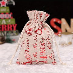 Christmas Burlap Candy Bag Drawstring Gift Bag For Kids Teens Adults