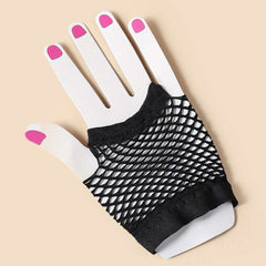 Fishnet Fingerless Wrist Gloves Solid Mesh Party Accessory