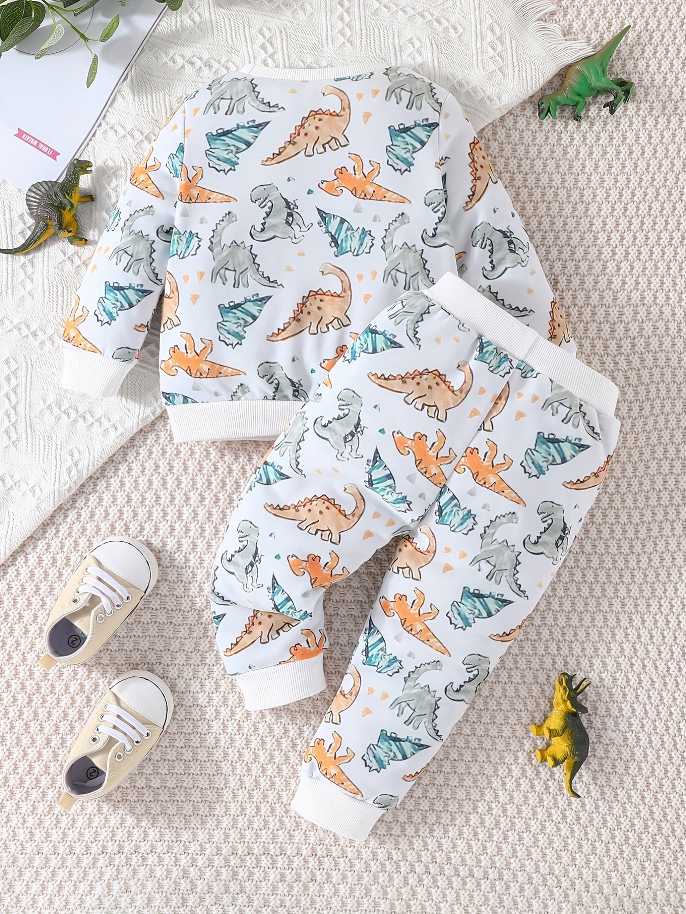 Dino Baby Boy's 2pc Sweatshirt & Sweatpants Set Casual Outfits