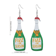 Christmas Beer Bottle Dangle Ear Stud Festivals Accessories