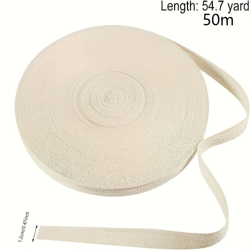 54 Yards Twill Cloth Tape 1 19 Cm Wide Natural Herringbone Binding Cotton Webbin