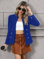 Ruched Solid Blazer Casual Open Front Long Sleeve Outerwear