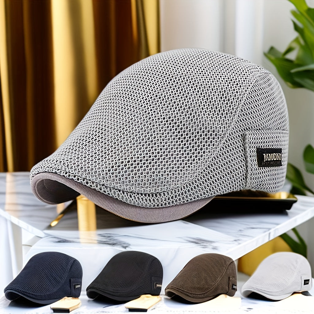 Breathable Mesh Work Cap Adjustable Beret Hat for Outdoors