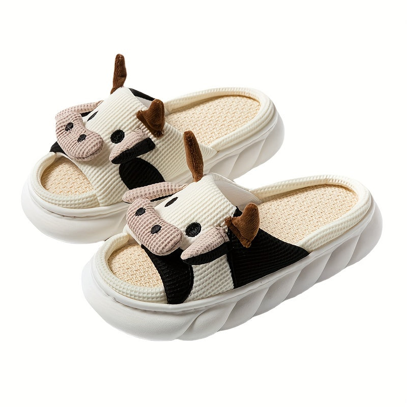 Women's Platform Cow Slippers Comfy Open Toe Ultra Soft Sole Shoes