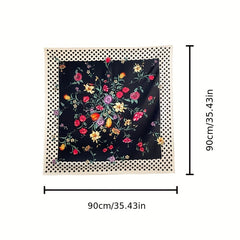 Flower Dotted Print Bandana Silk Scarf for Women
