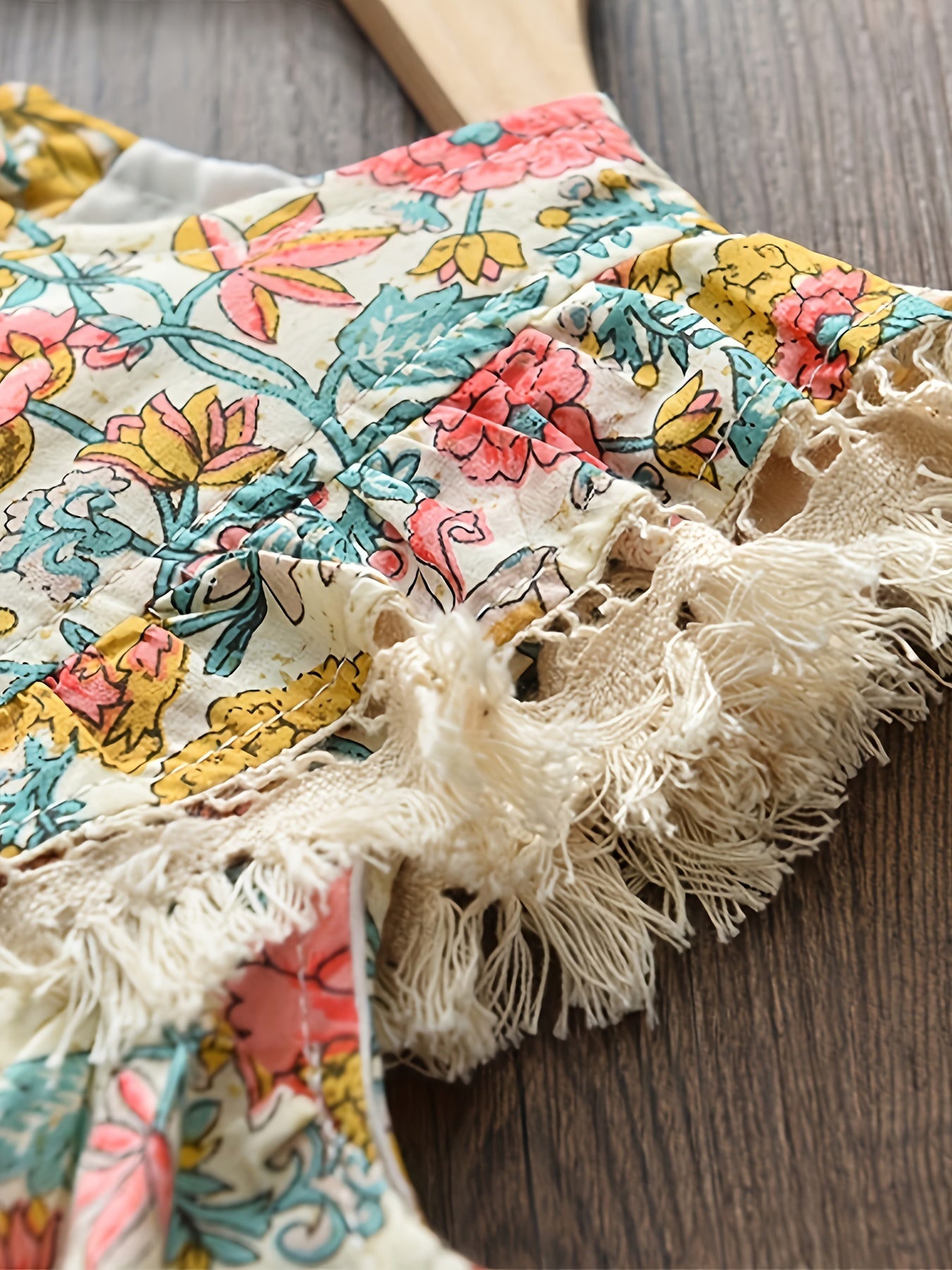 Girls' Bohemian Sundress With Ditsy Floral Print Dresses For Holiday Vacation