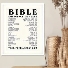 Vintage Faith Bible Emergency Number Poster Inspirational Art Print