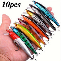 10pcs Minnow Fishing Lure with Two Treble Hooks Crankbait for Carp Fishing