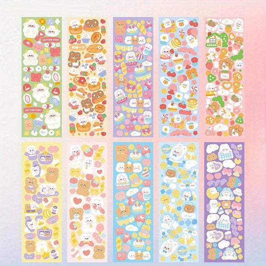 10pcs Cartoon Stickers DIY Laser Waterproof Self-adhesive Stickers