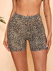 Leopard Print High Waist Yoga Shorts for Women - Stylish Workout Biker Shorts