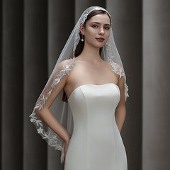 Cathedral Wedding Veil with Lace Edges Long Bridal Veil for Wedding Dresses