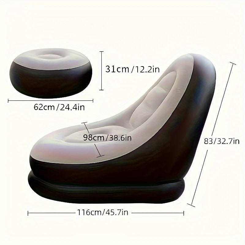 Inflatable Leisure Sofa Chair and Footstool Set for Camping and Travel