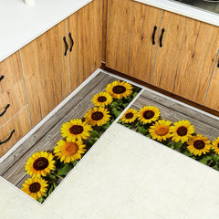 Sunflower Kitchen Rug Absorbent Non Slip Stain Resistant Waterproof Mat