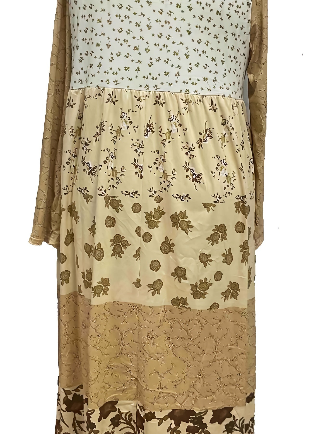 Floral Print Colorblock Maxi Dress