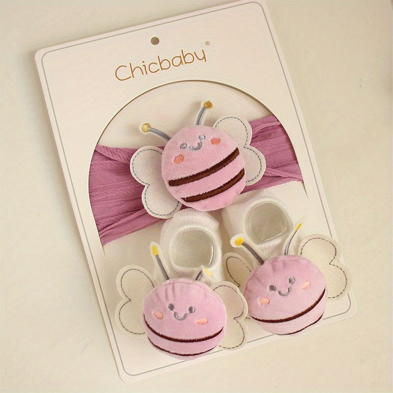 Baby Girls Hair Tie & Socks Set Bee Headwear Infant Toddler Children s Box