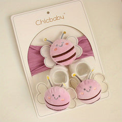 Baby Girls Hair Tie & Socks Set Bee Headwear Infant Toddler Children s Box