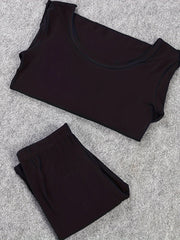 2Pcs Thermal Underwear Set Long Sleeve Tee & Casual Pant Activewear
