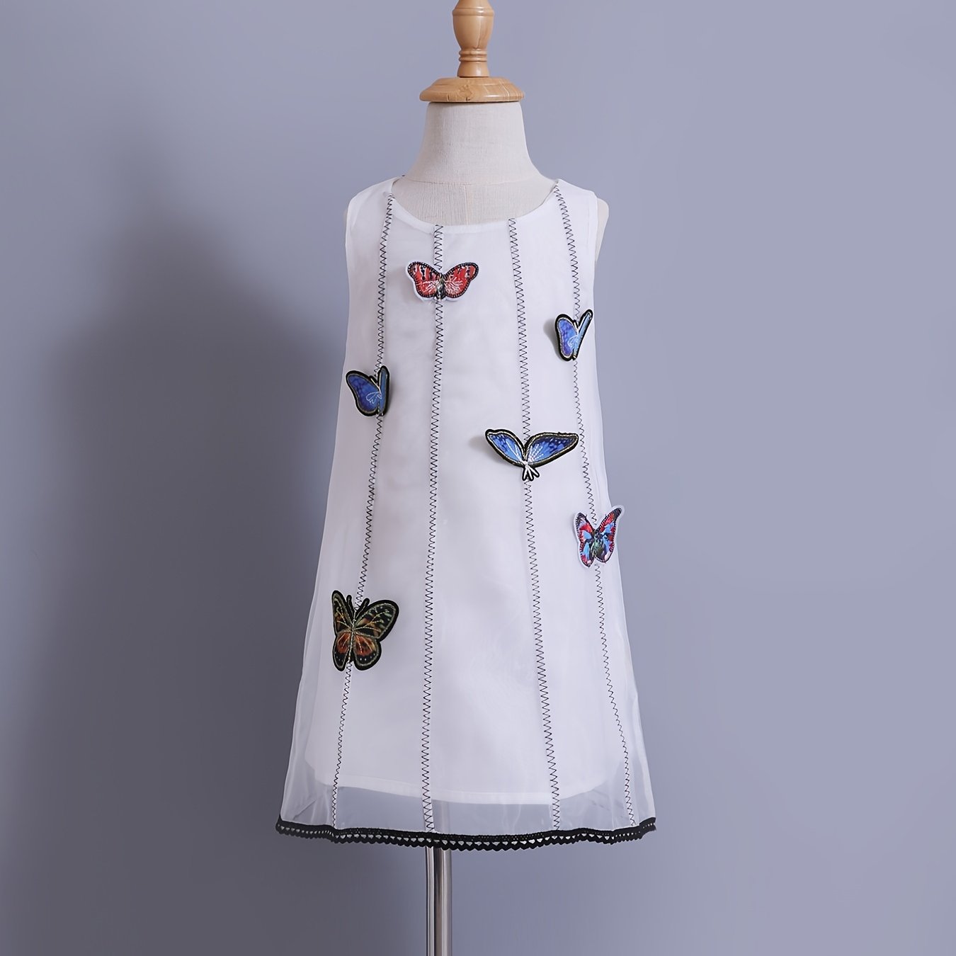 Girls' Organza Butterfly Appliques Sleeveless Princess Dress