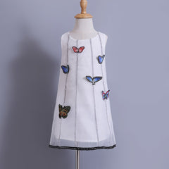 Girls' Organza Butterfly Appliques Sleeveless Princess Dress