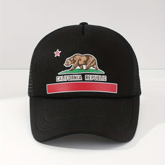 Classic Bear Printed Trucker Hat Mesh Adjustable Baseball Cap Unisex Cartoon Sun