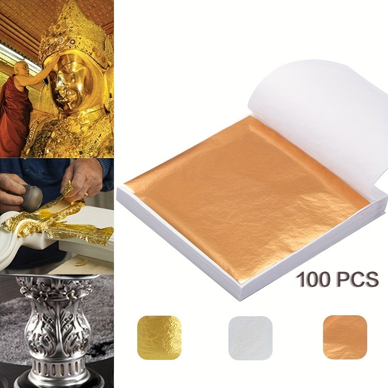 100pcs Silver Rose Leaf Art Paper for Gilding
