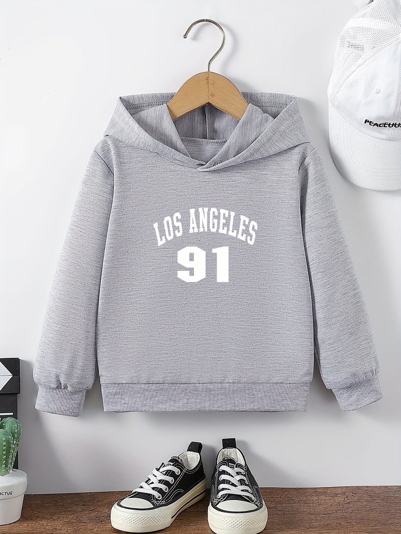 Girls LA Print Hooded Sweatshirt Top Long Sleeve Pullovers