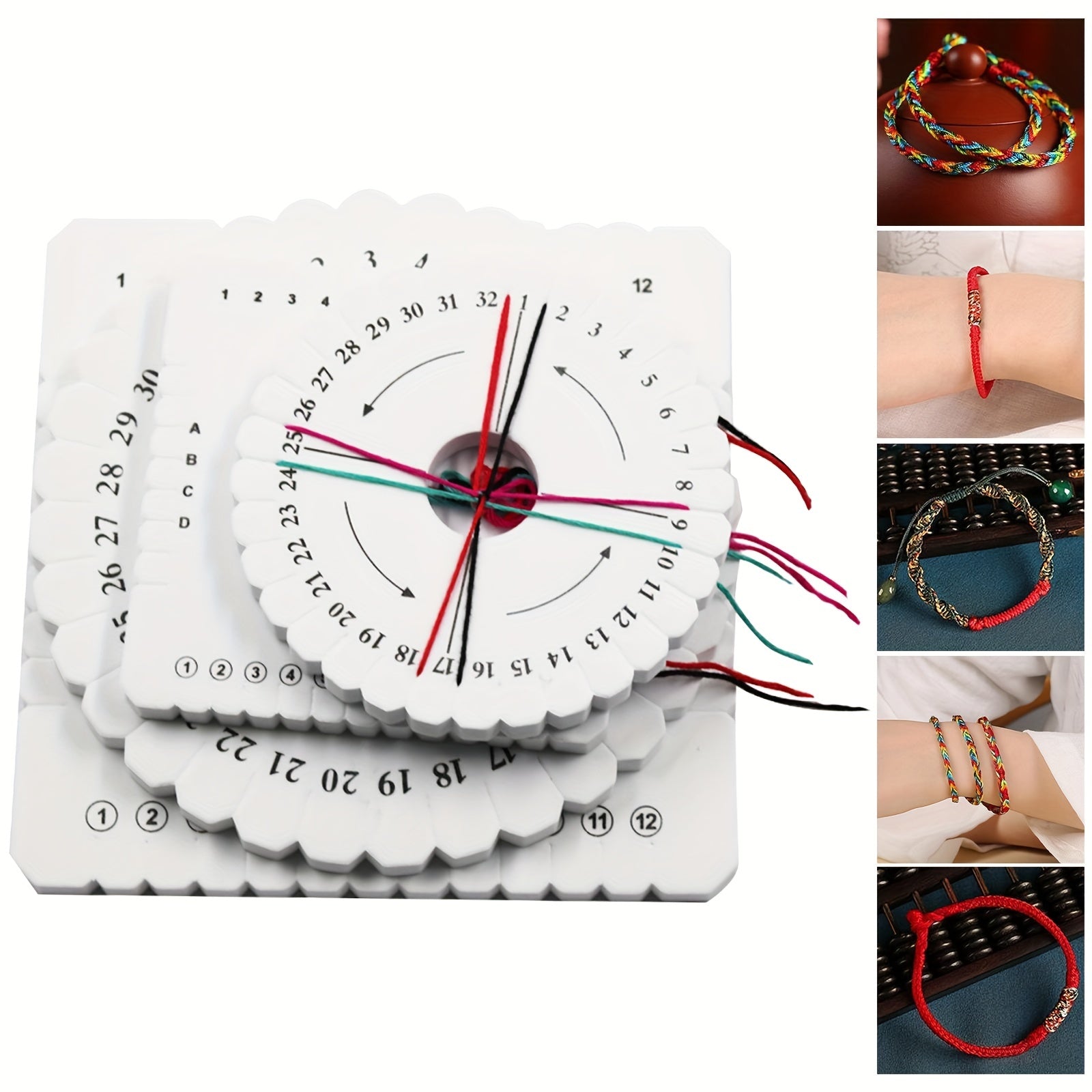 4pcs Beading Cord Disc Disk Braiding Weaving Plate Hand Bracelet Knitting Tools