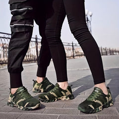 Camouflage Outdoor Sports Shoes Lace Up Weaving Sneakers