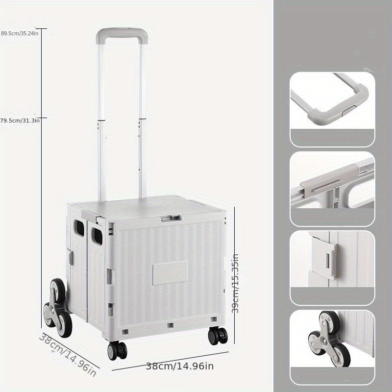 50L Folding Shopping Cart for Picnic Camping, Portable Small Cart with Wheels