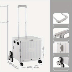50L Folding Shopping Cart for Picnic Camping, Portable Small Cart with Wheels