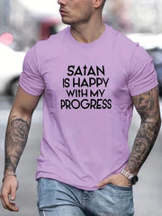 Santa Is Pleased Men's Letter Print Tee for Summer