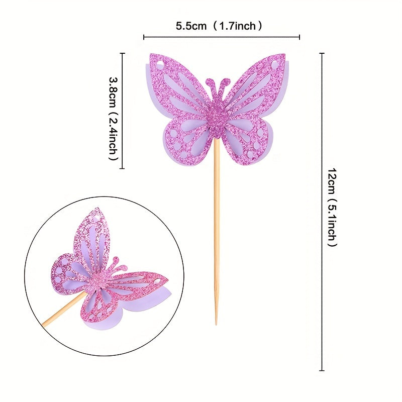 12pcs Butterfly Cake Topper Fairy Wedding Birthday Party Decor