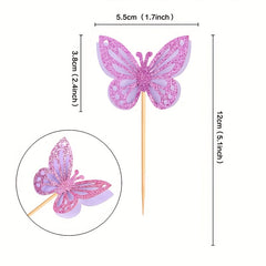 12pcs Butterfly Cake Topper Fairy Wedding Birthday Party Decor