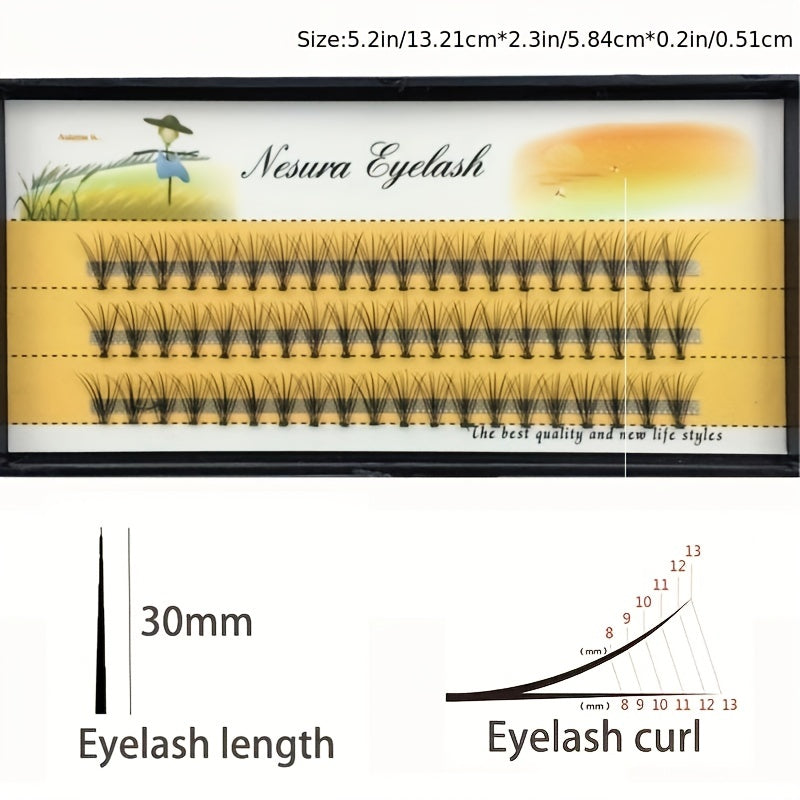 DIY 3D Cluster Eyelashes Medium Length Faux Mink False with Adhesive