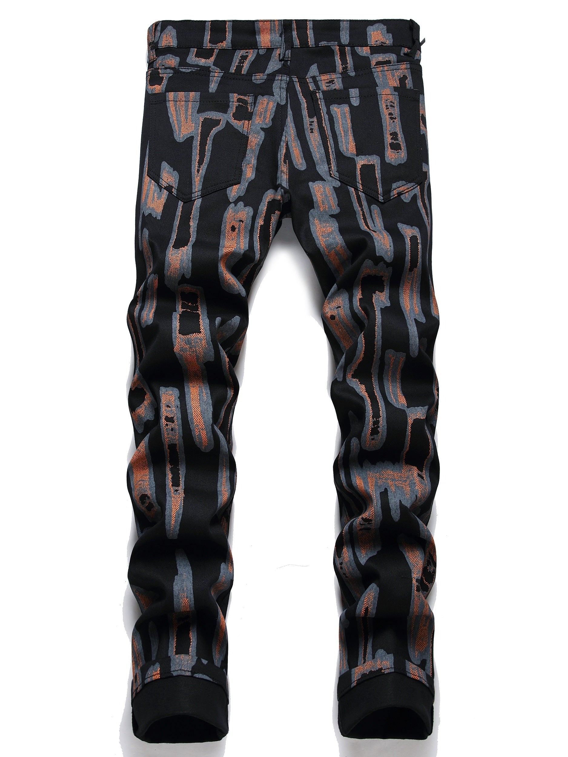 Men's Casual Letter Print Slim Fit Jeans